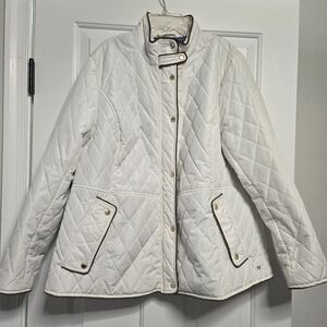 Women's Creamy White Quilted Puffer Jacket 2X